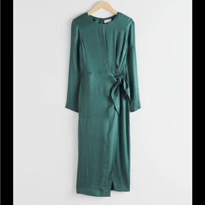 & other stories Satin Side Knot Midi Dress